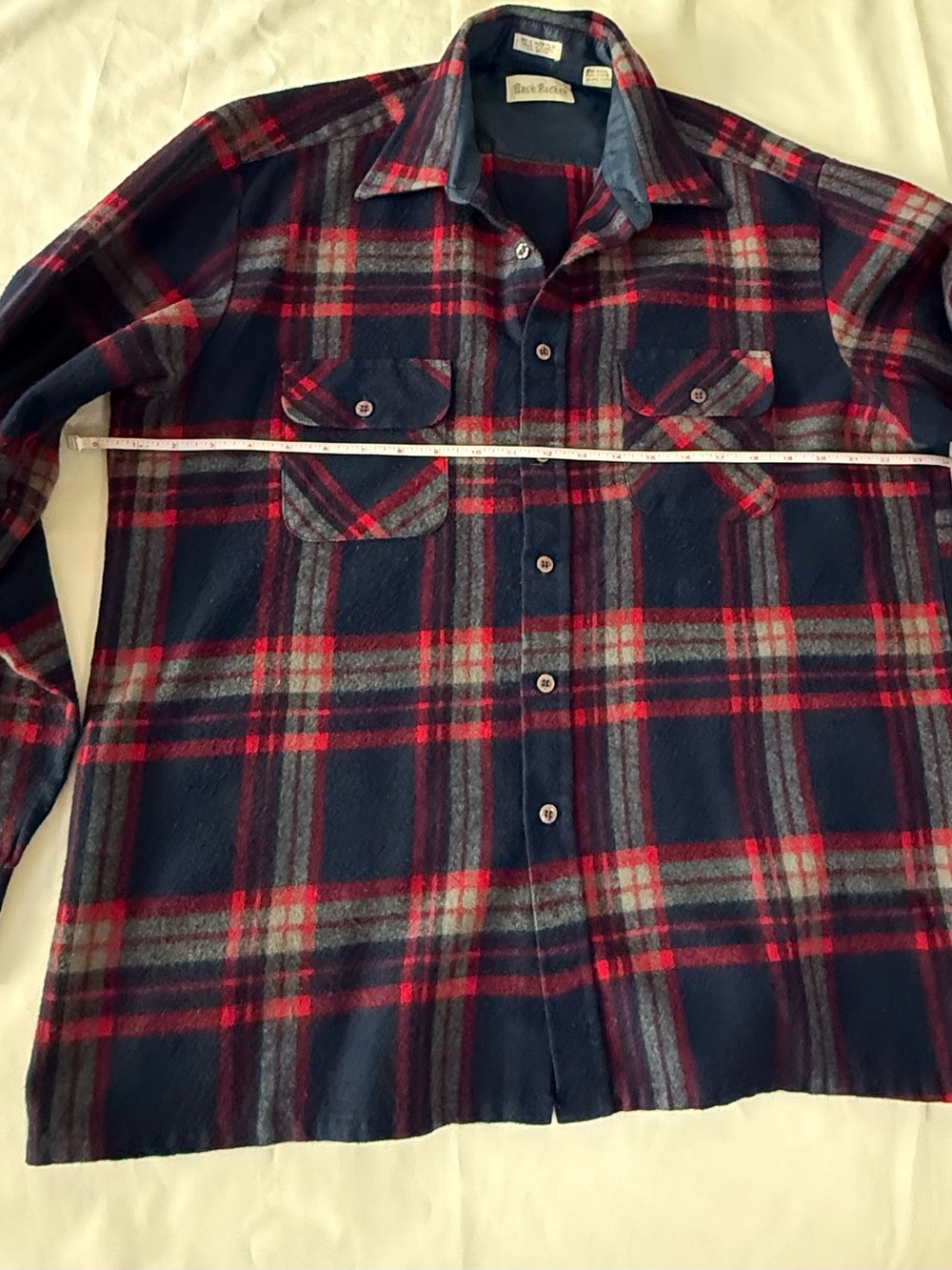 Vintage back packer Men's Casual Plaid Button-Down Shirt - Navy & Red